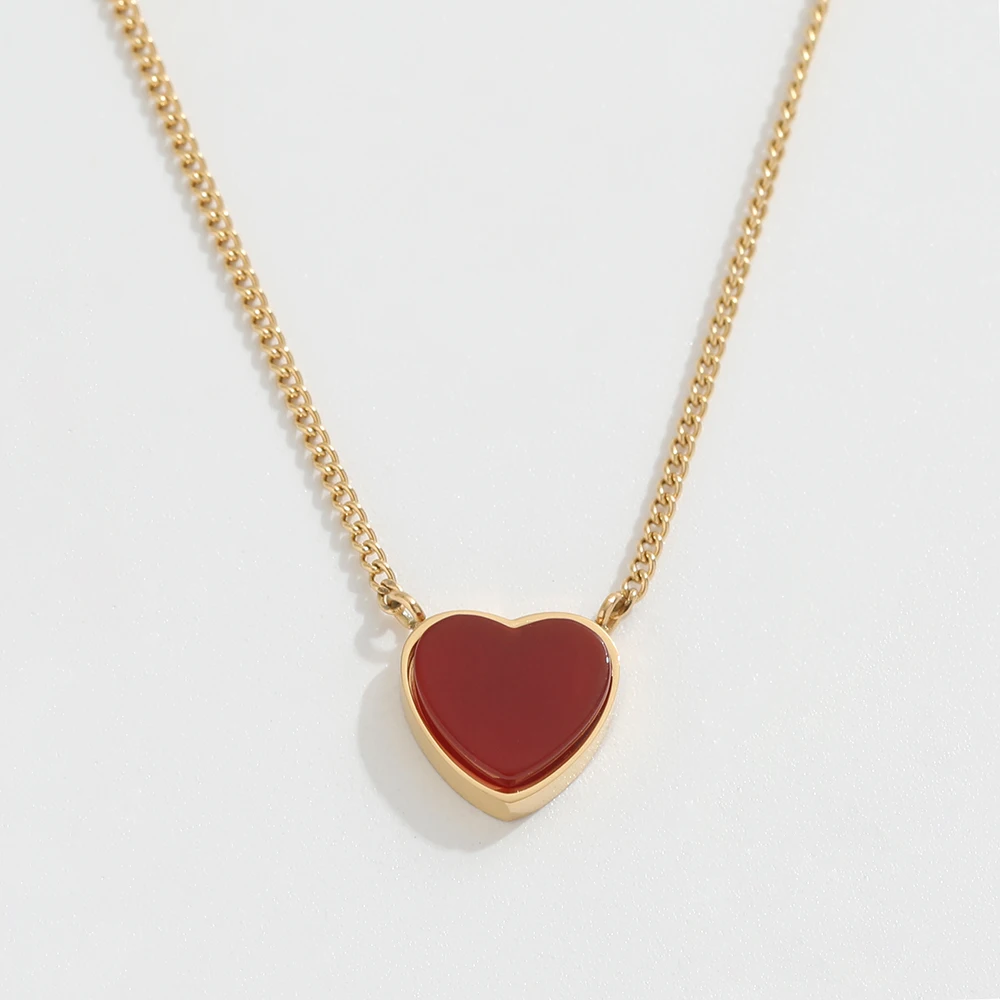 

JOOLIM Ready To Ship High End Stainless Steel Carnelian Heart Pendant Necklace 18K Gold Plated Jewelry Wholesale