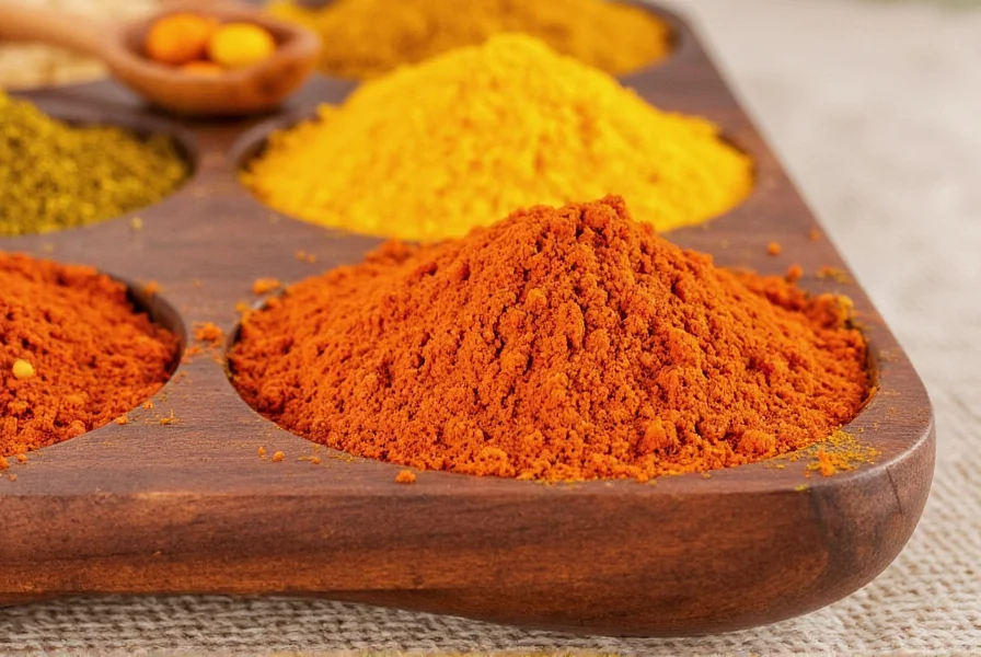 Various curry spice blends in glass jars
