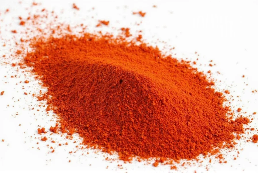 Close-up of vibrant red ground cayenne pepper in a glass spice jar next to fresh cayenne peppers