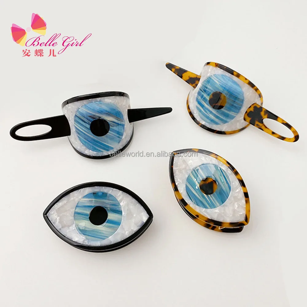 

BELLEWORLD 2021 new designer women buckle hair stick big eye resin acrylic cellulose acetate hair claw clips for thick hair