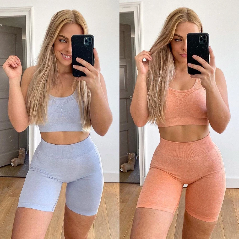 

Ins hot selling women s workout 2 piece fitness shorts women biker short workout sets, Customized colors