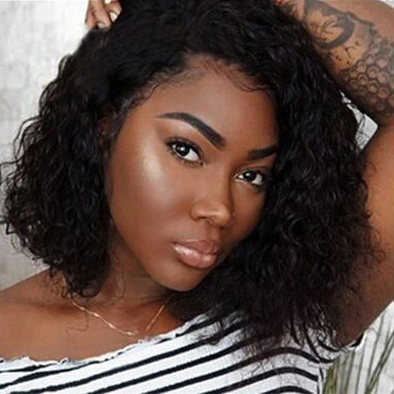 

Hot Sale Wholesale Free Shipping Cuticle Aligned Original Synthetic Hair Kinky Curly Wig, Black