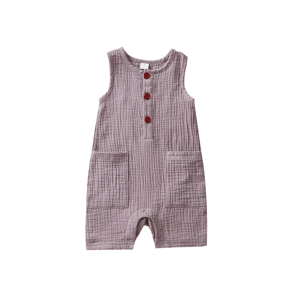 

T400 baby 2021 New Summer Solid Rompers Newborn Infant Baby Girl Boy Outfit Linen Cotton Romper Jumpsuit Kids Sleevless Casual