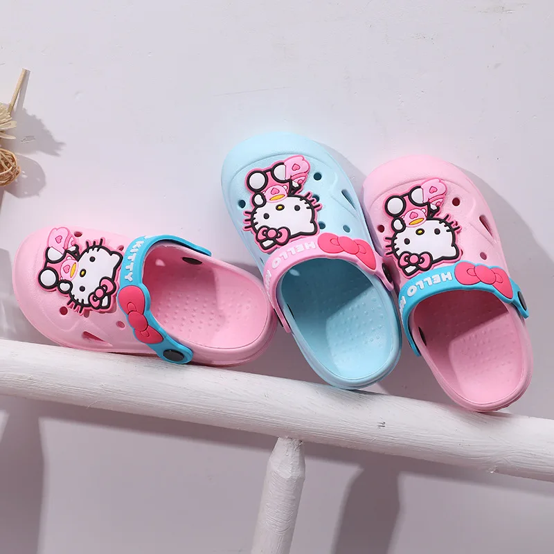 

Summer Kids Girl Sandals Kids Flat Heels Beach Sandal Slippers Cute Cartoon Kitty Home Soft soled Non-slip Casual Sandals