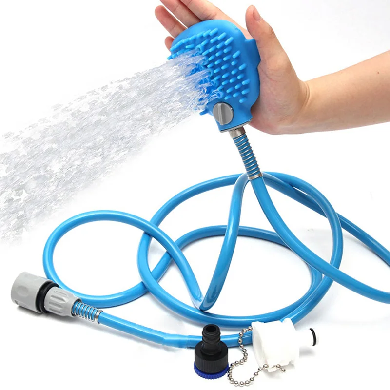

Hot Sale Convenience 2-In-1 Shower Brush Cat Dog Bath Pet Massage Glove Pet Grooming Glove Dog Wash Dog Bath, Blue