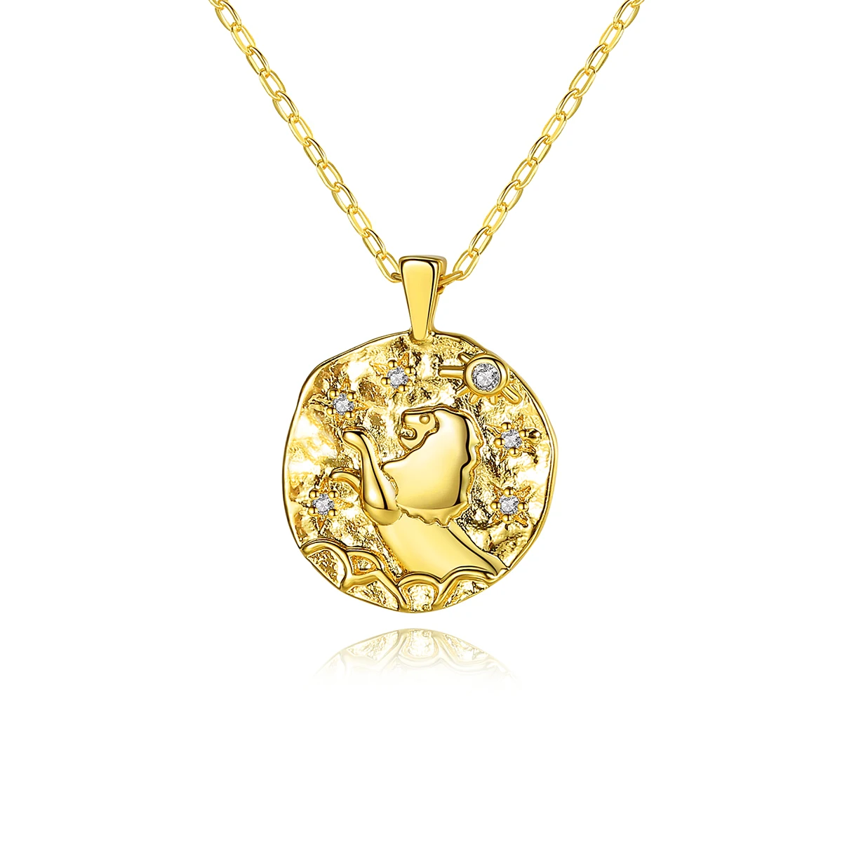 

LUOTEEMI Zodiac Medallion Necklace Constellations Symbol Zodiac Coin Pendant Necklace Zodiac Necklace