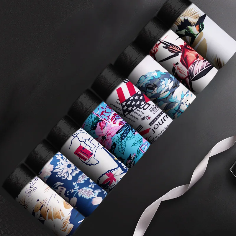 

Factory sale men's underwear with 19 color ice silk sexy personality boxer shorts large size breathable youth underwear men