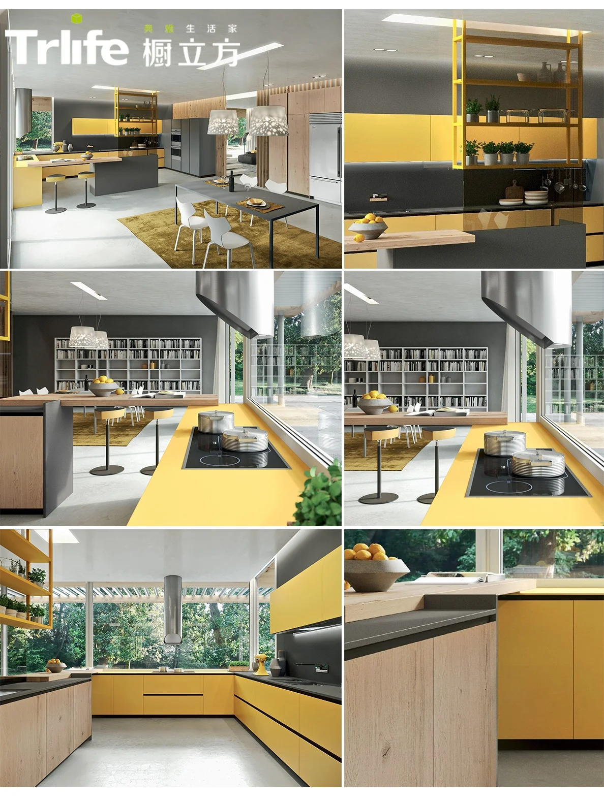 2020 European modern style yellow color kitchen cabinet kitchen with bar kitchen cabinet designs modular