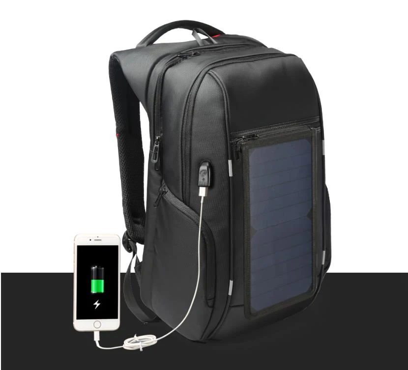 

17 inch Solar Panel Backpacks with USB Charger Anti-theft Waterproof Laptop Backpack, Customized