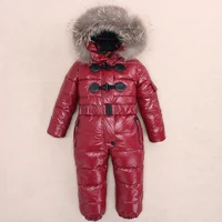 

Winter Warm Kids Jumpsuit Children's Down Jacket Baby Snowsuit Romper Boys Girls Snow Wear Hooded Coats Parkas Ski Suit New