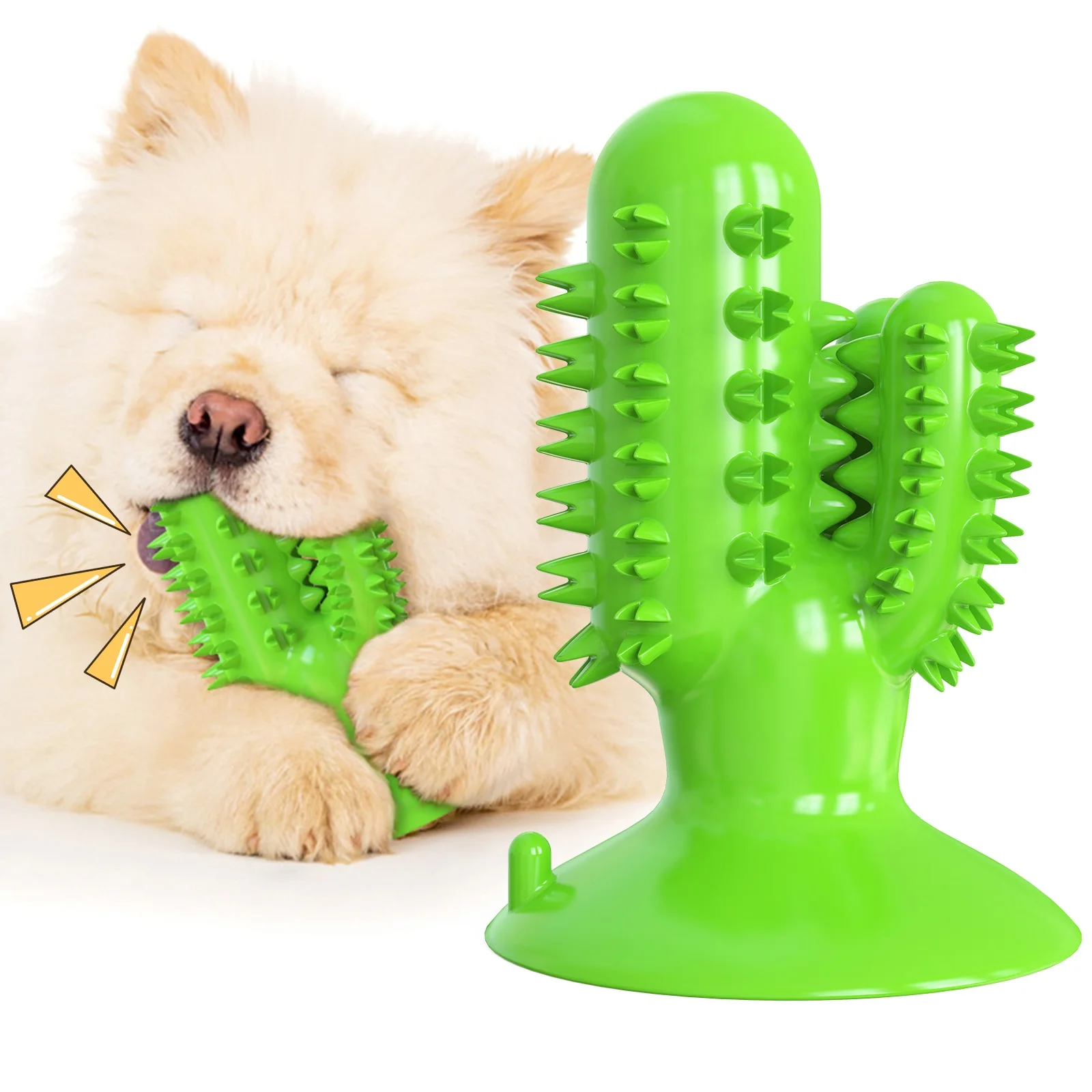 

hot sale cactus dog IQ training natural rubber shaped smart toy eco friendly molar toothbrush chew toy