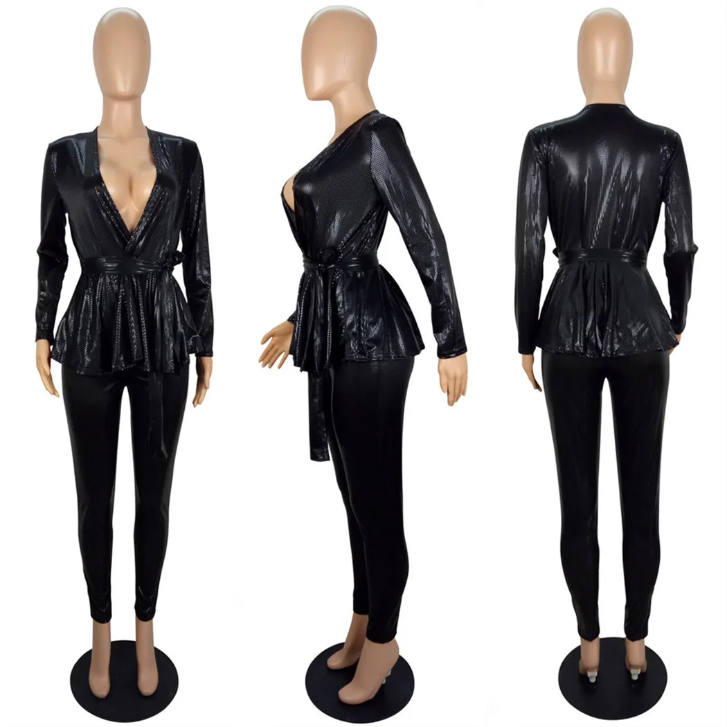 M6332 Newest Design Women Sequin Silver Golden Shiny Party Wear Suit ...