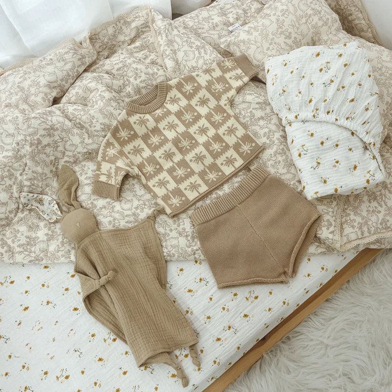 Hot Sale 100% Cotton Muslin Lovey Bunny Comfortable Baby Blanket Animal Head Doll Toddler Comforter Sleeping Toys for Home Use