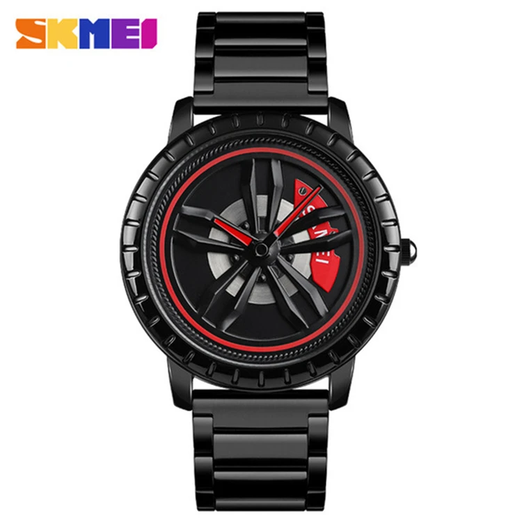 

SKMEI 1634 Mens Watches Top Brand Luxury Car Wheel Rotating Dial Creative Watches Waterproof Quartz Man Wrist Watch
