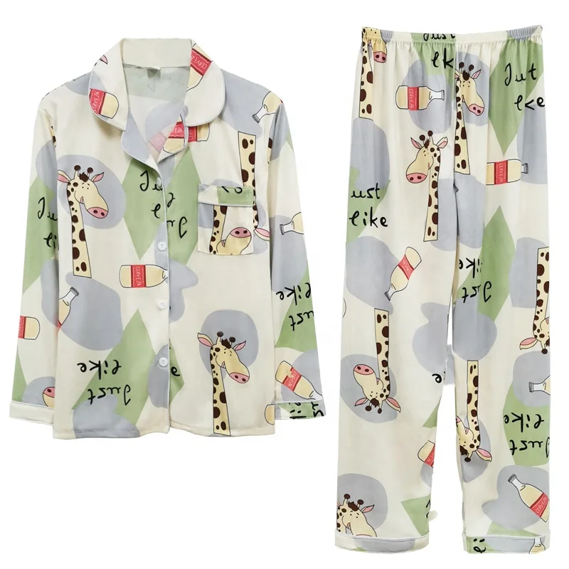 

Trendy spring and autumn loose two-piece suit pajamas women's long sleeve plus size homewear casual suitable for daily wear suit