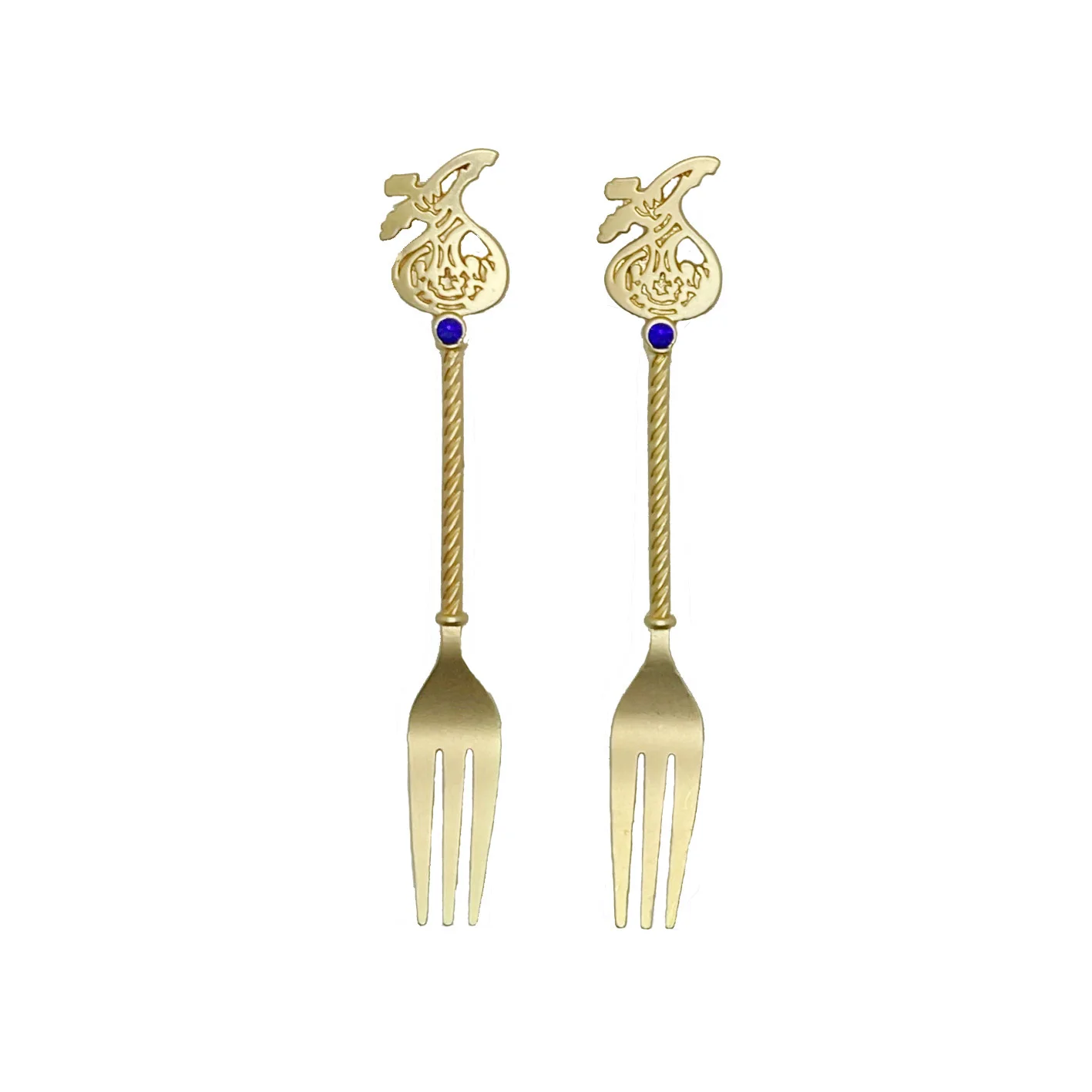 

Professional supplier OEM Design money bag handle fork gold portable fruit fork tableware fork, Gold/silver