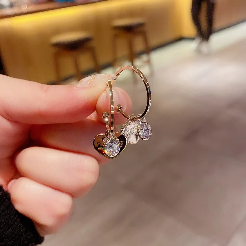 

Sweet Love Jewelry S925 Sterling Silver Post Shiny Zirconia Heart Drop Earrings Crystal Love Heart Earring For Valentine's Day