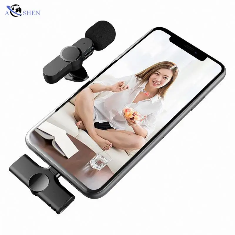 

Professional Wireless Microphone For Iphone interview video vlog livestream broadcast recording, Black