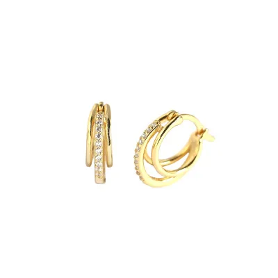 

Hot Selling Layers Earrings With Diamonds 925 Sterling Silver Light Luxury Design Earring Jewelry, As picture