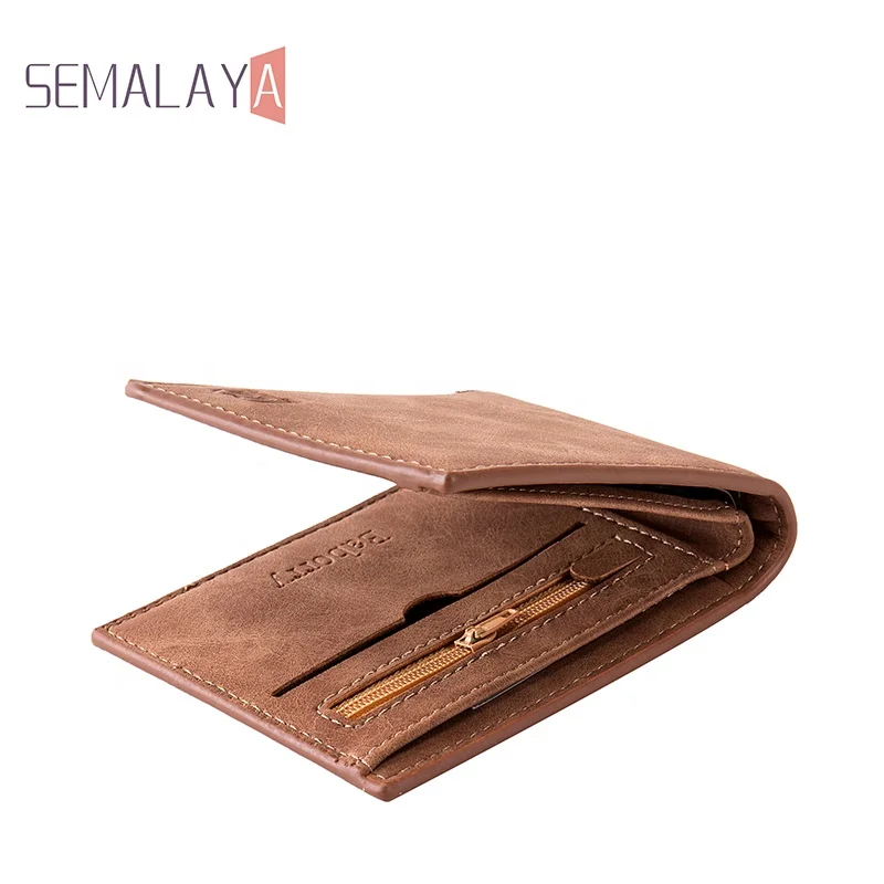 

hot sale multifunction slim genuine vintage leather men's wallet luxury brand wallet SEMALAYA PU Leather, Coffee