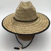 Customer's logo brands mat grass wide brim cowboy straw hats lifeguard hat for men