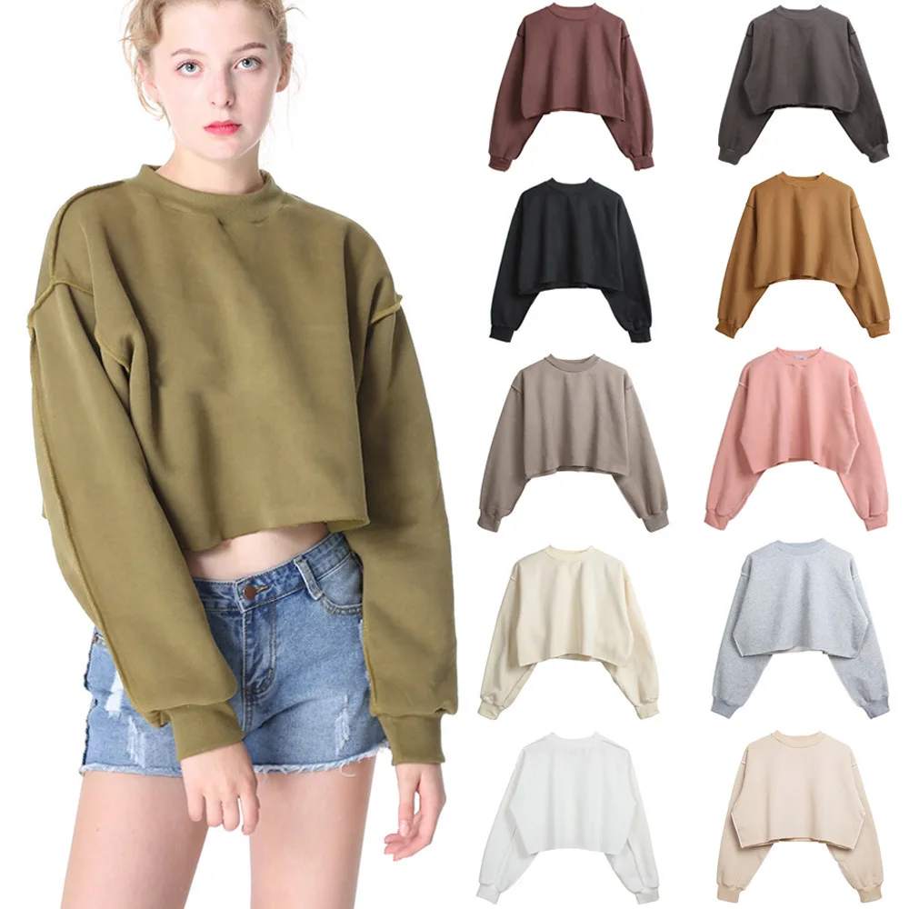 

2022 New Autumn/Winter Wholesale Solid Color Long Sleeve Shortage Of Money Women's Hoodies, Picture shows