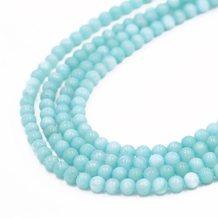 

Online Hot sale Natural Stone Aquamarine  Round Gemstone Beads Making Bracelet, As picture