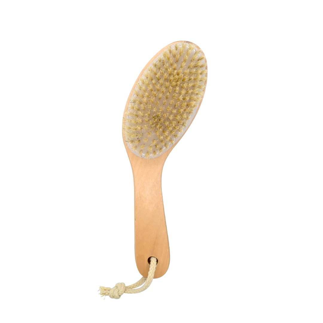 

Customize Logo Natural Wooden Handle Body Dry Brush Boar Bristle Exfoliating Bath Brushes, Natural color