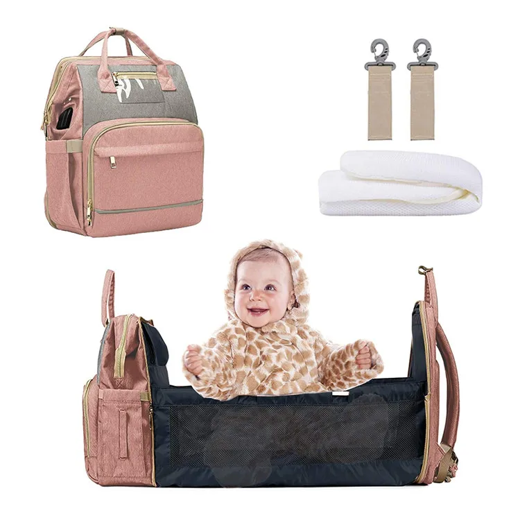 

Diaper Bag with Foldable Backpack Pink, Wet Bags Waterproof Diaper with charger for Adults, Accept customized