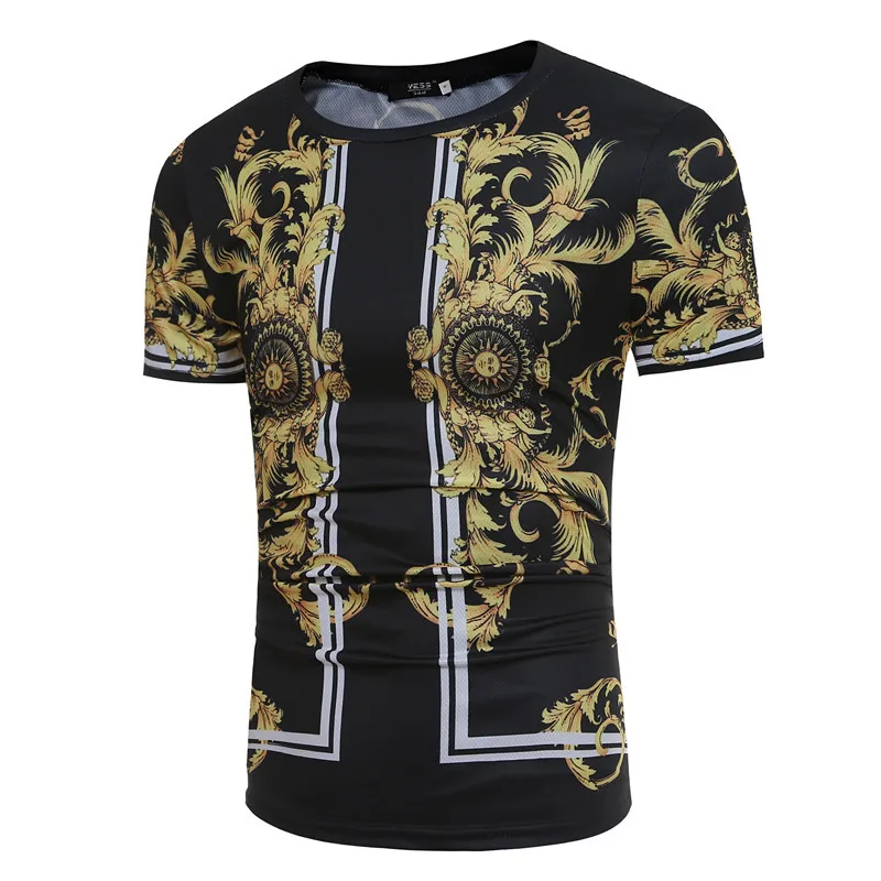 

Luxury Baroque T Shirt Men 2021 Brand New Streetwear Hip Hop Casual T-shirt Men Slim Fit Harajuku Tshirt Male Camiseta Masculina