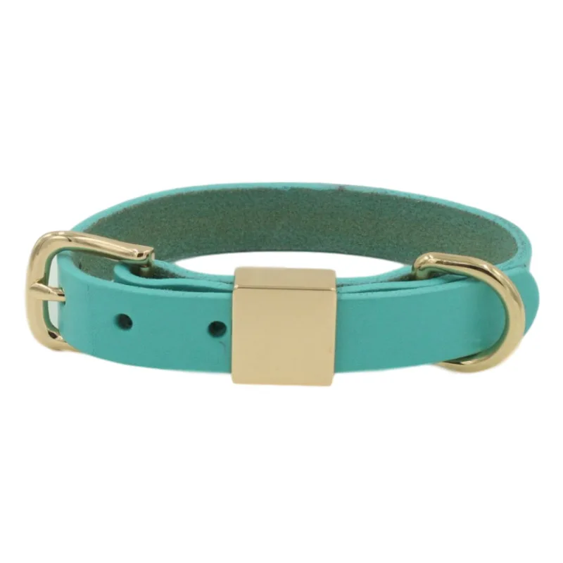 

Alloy Square Top Leather Adjustable Dog Collar