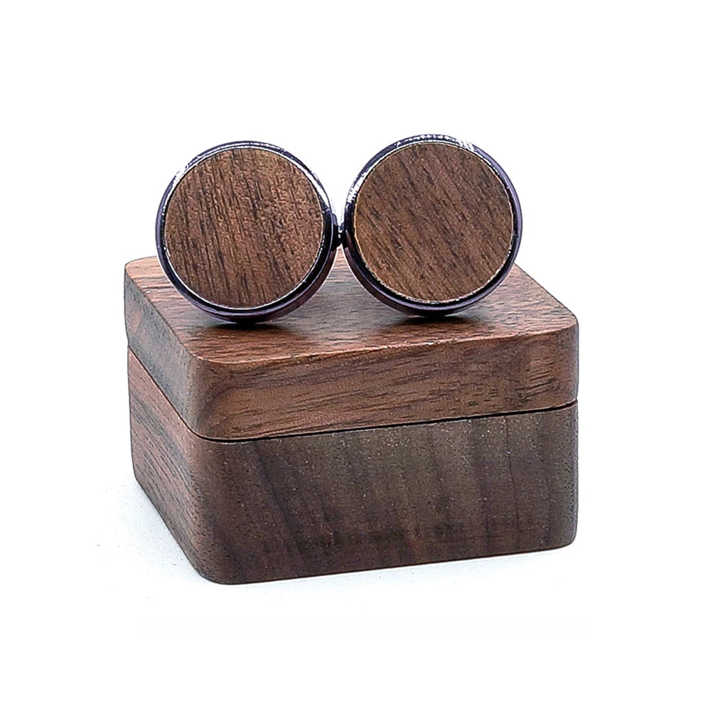 

OB Jewelry-Cheap Metal Wooden Cufflinks French Shirt Sleeve Nails Men's Cuff links Magnet Wood Cufflinks Boxs Supply For Amazon, Black/white