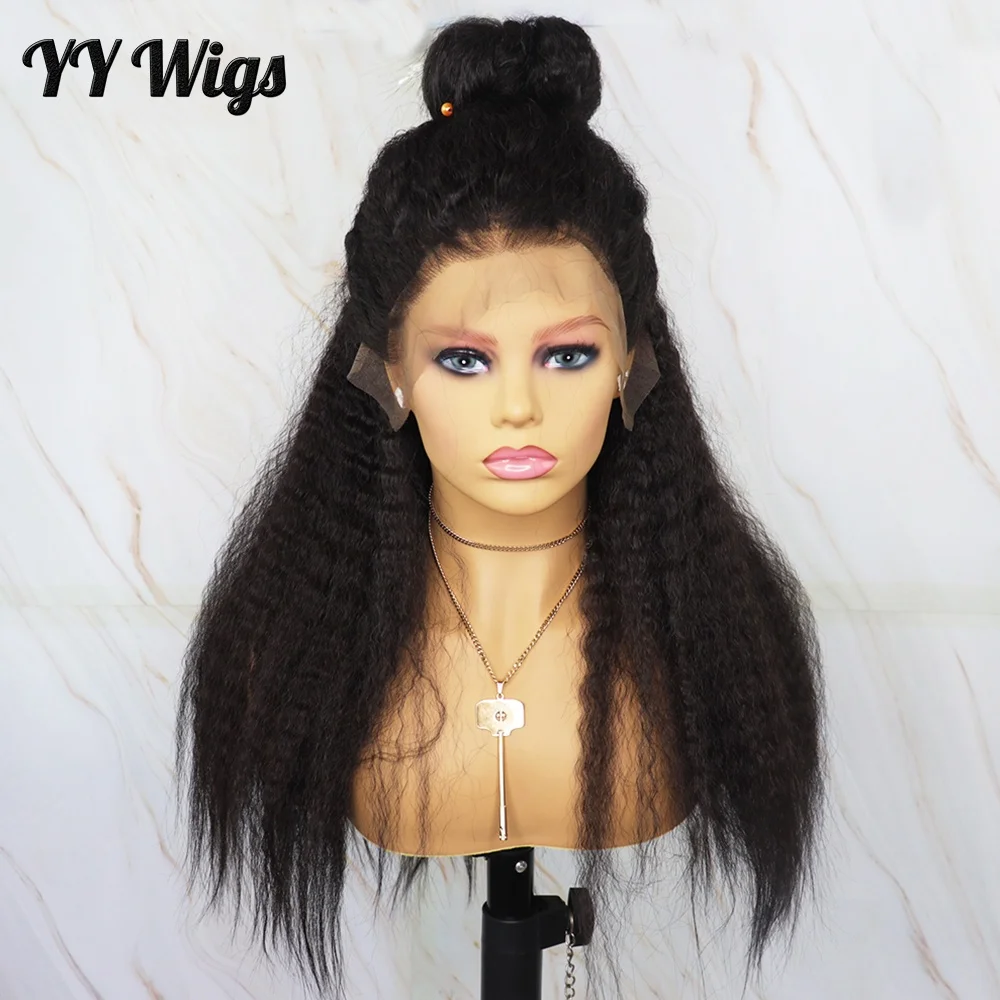 

Long Kinky Straight Synthetic Lace Front Wigs For Black Women Futura Hair 13x6 Gluesless Black Lace Front Wigs