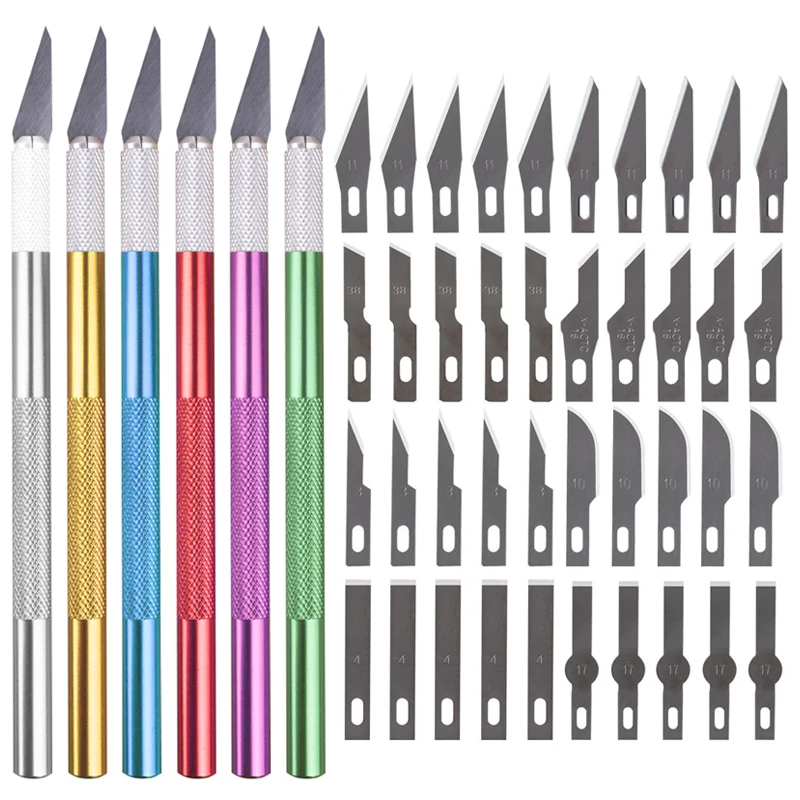 

China Factory High quality 40pcs blade aluminum craft knife pen paper hobby art carving Hobby knives Cutter