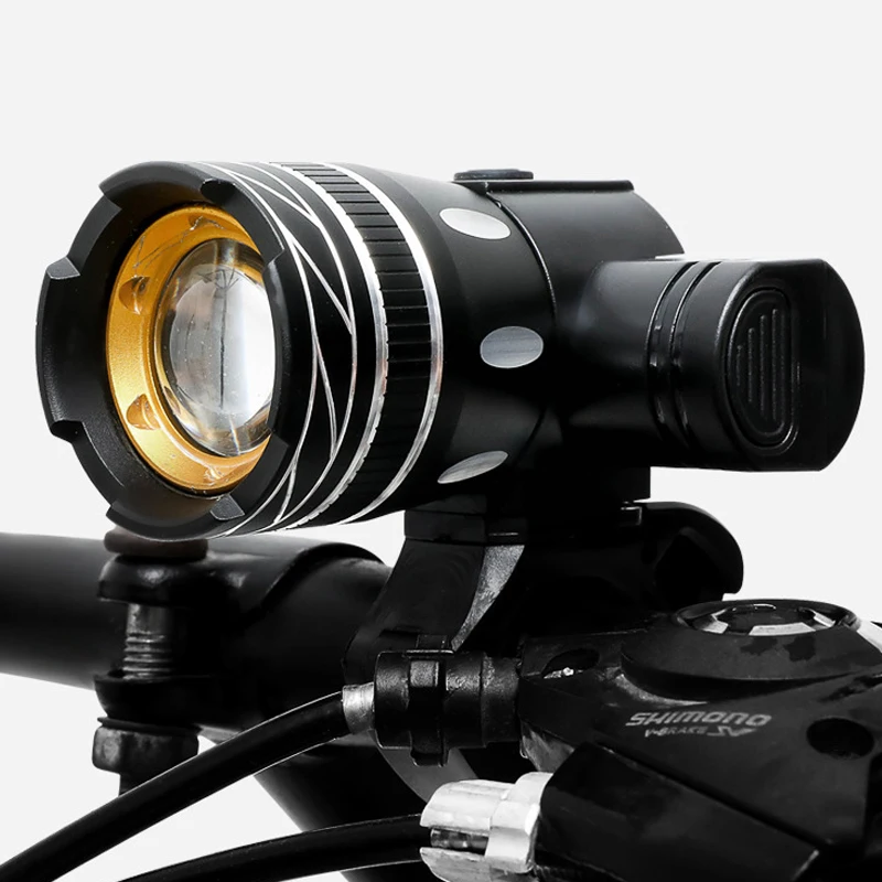 

new aluminum alloy headlights is quick replacement battery bike lights offer strong light light USB charging, Black