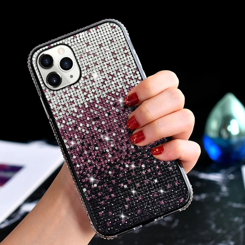 

Luxury Shinny and Bling Rhinestone Diamond Phone Cover TPU Diamond Phone Case for Iphone 12 13 Pro Max, 4 colors