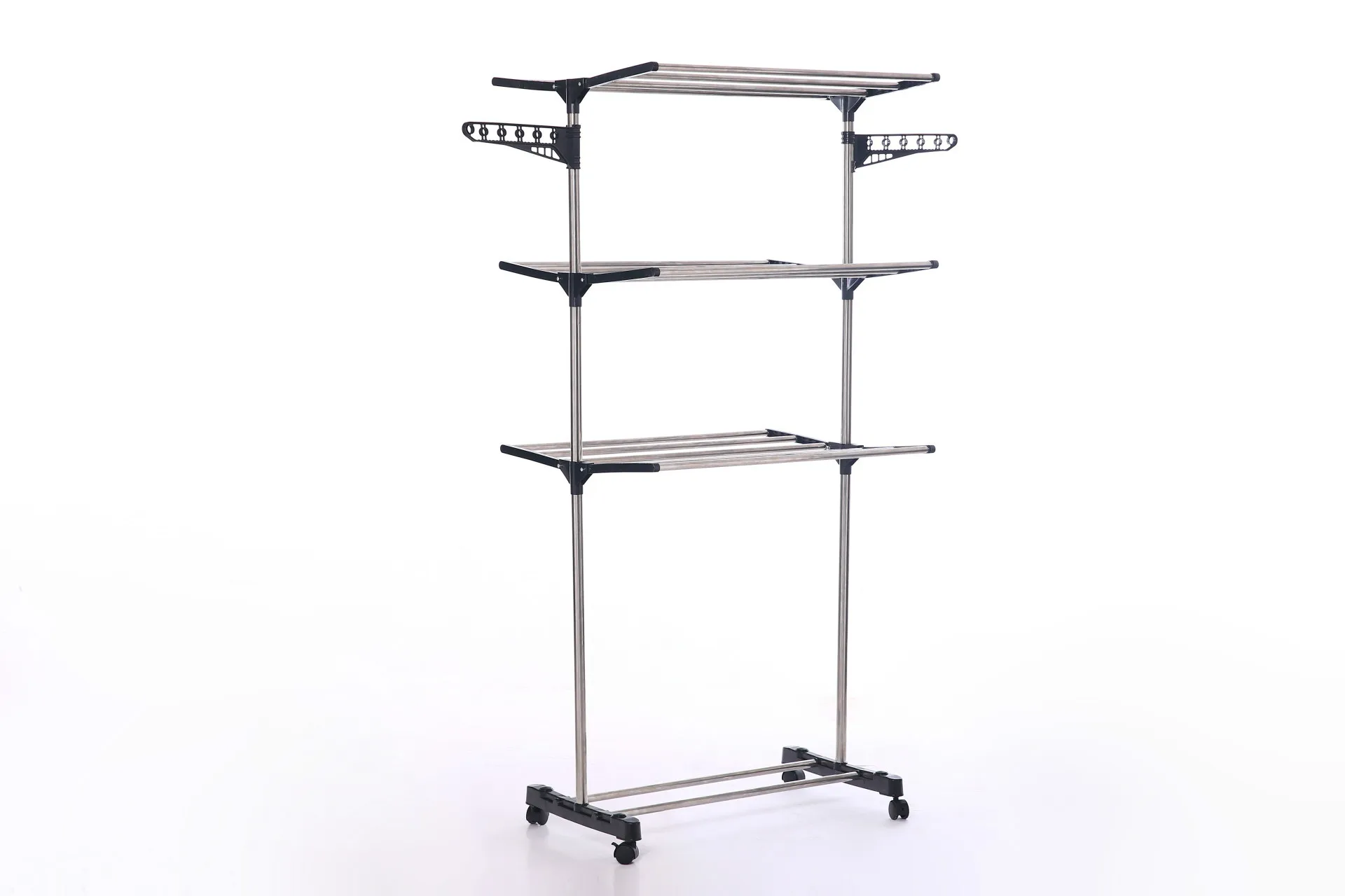 3 Tier Rolling Clothes Drying Rack Clothes Garment Rack Adjustable