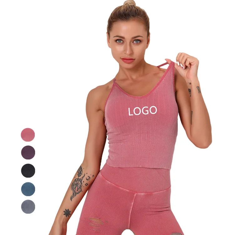 

Women Athletic Wear Tights Set Sexy Yoga Top Pants Butt Lift Running Seamless Vest Womens Fitness Apparel, Accept customized colors