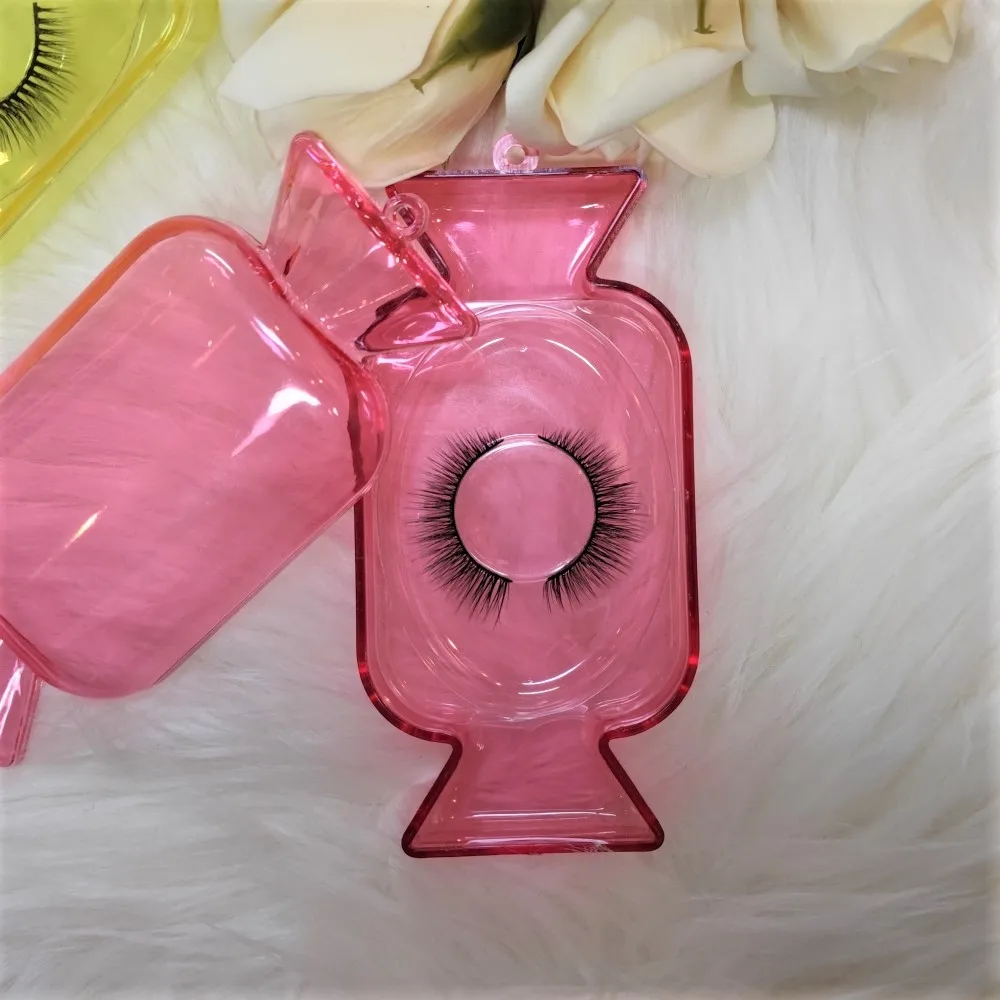 

Plastic Eyelash Trays Free Logo Eyelashes Fancy Candy Packaging Box Vendor Real Wispy Fluffy 3d 100% Mink Eyelash 15mm-20mm, Natural black