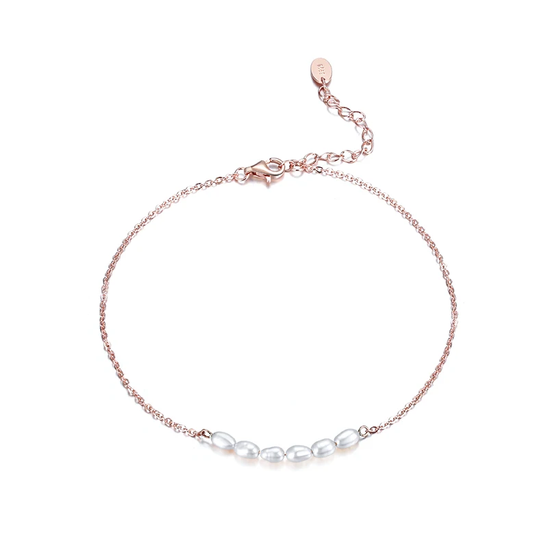 

RINNTIN SA02 2020 Collection New Charms Jewelry Bracelet Special DIY 925 Sterling Silver Factory silver anklet, Milk white;pink oringe