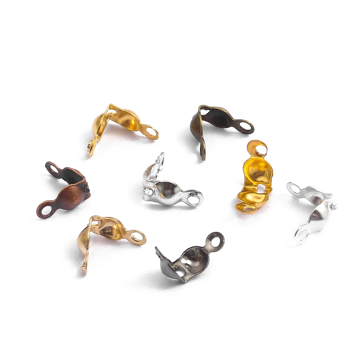 

100pcs  Lobster Connector Clasp Ball Chain Calotte End Crimps Beads Connector Components For DIY Jewelry Making, Mixed color