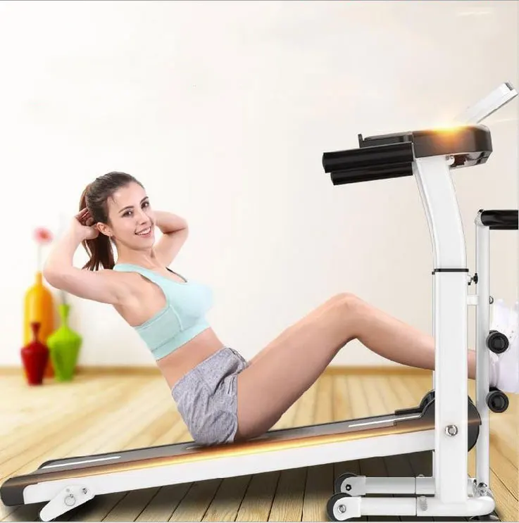 

Mini Foldable Home Use Non Powered Mechanical Body Exercise Running Machine Manual Treadmill, White