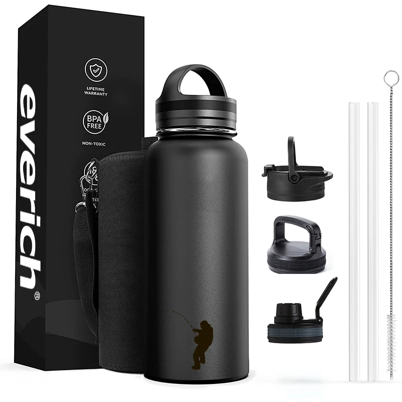 

40oz Bottle Wide Mouth Double Wall Metal Vacuum Insulated Stainless Steel Sports water bottle with Straw Lid, Customized color