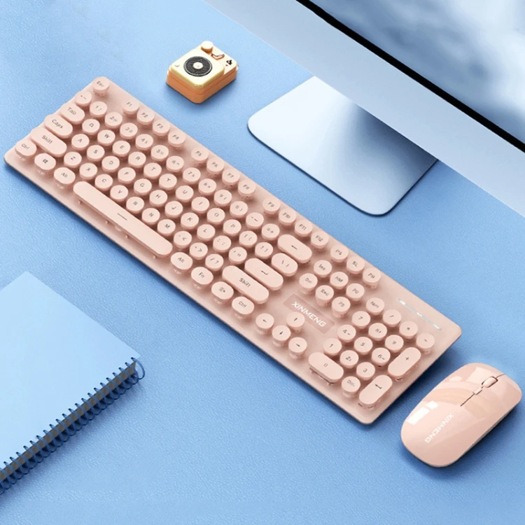 

New Design Keyboard For Girl Rechargeable Wireless Keyboard Mouse Set(Pink)