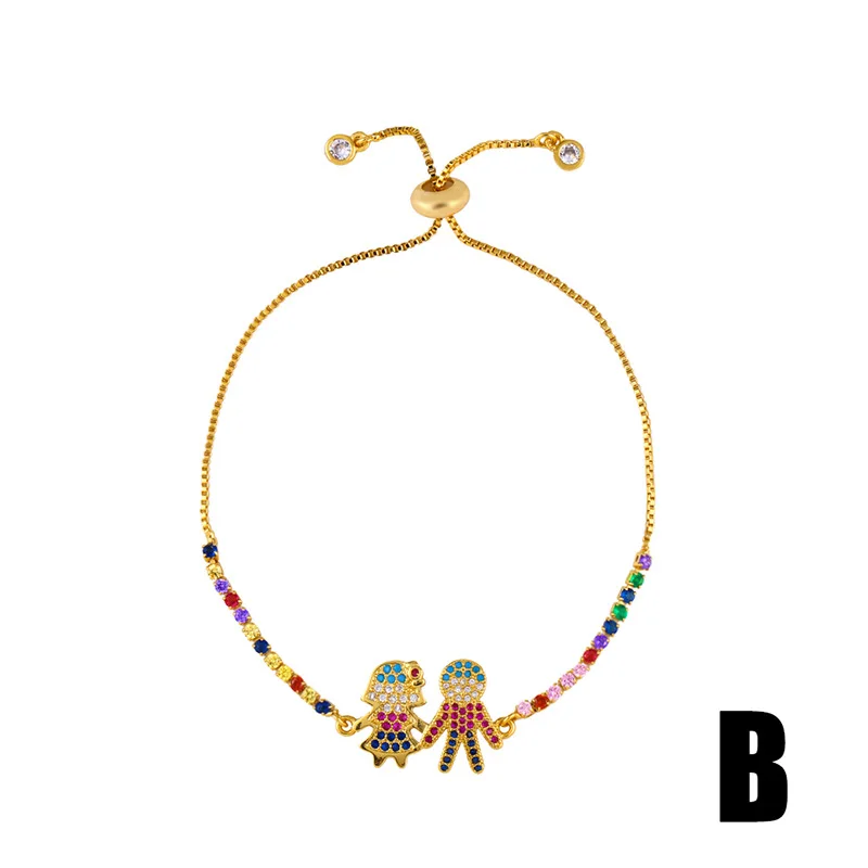 Women Fashion Jewelry Colorful Zircon Boy Girl Cross Charm Bracelets