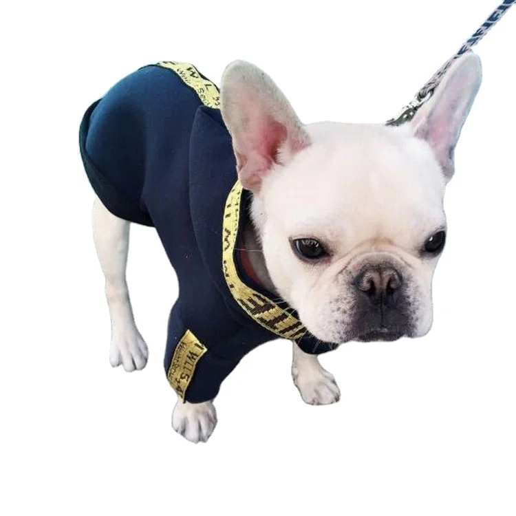 

Cotton Cloth Breathbale Classic OFF printed cool dog hoodies shirt pet clothes for french bulldog, Black