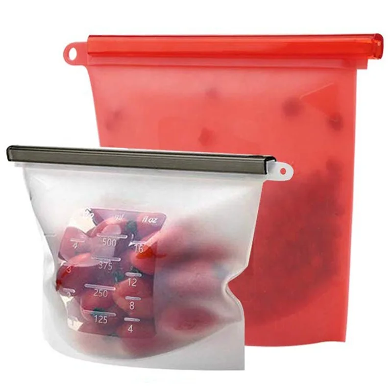 

Food Bag 2 Pack Reusable Silicone Food Storage Bag Silicone