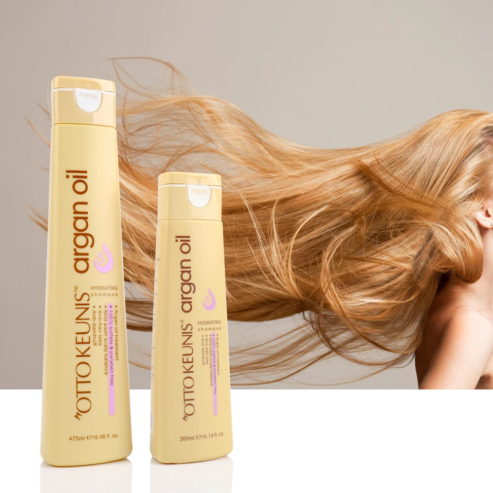 

Professional Salon and home use Keratin treated hair Hydrate and Repair Argan oil plus Sulfate free shampoo