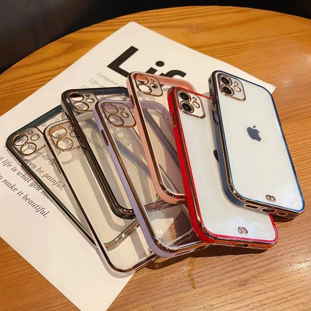 

metal Clear Transparent 12 pro Cases 11 2021 I Phone Designer 6S Luxury Camera protection For Iphone xs max Case