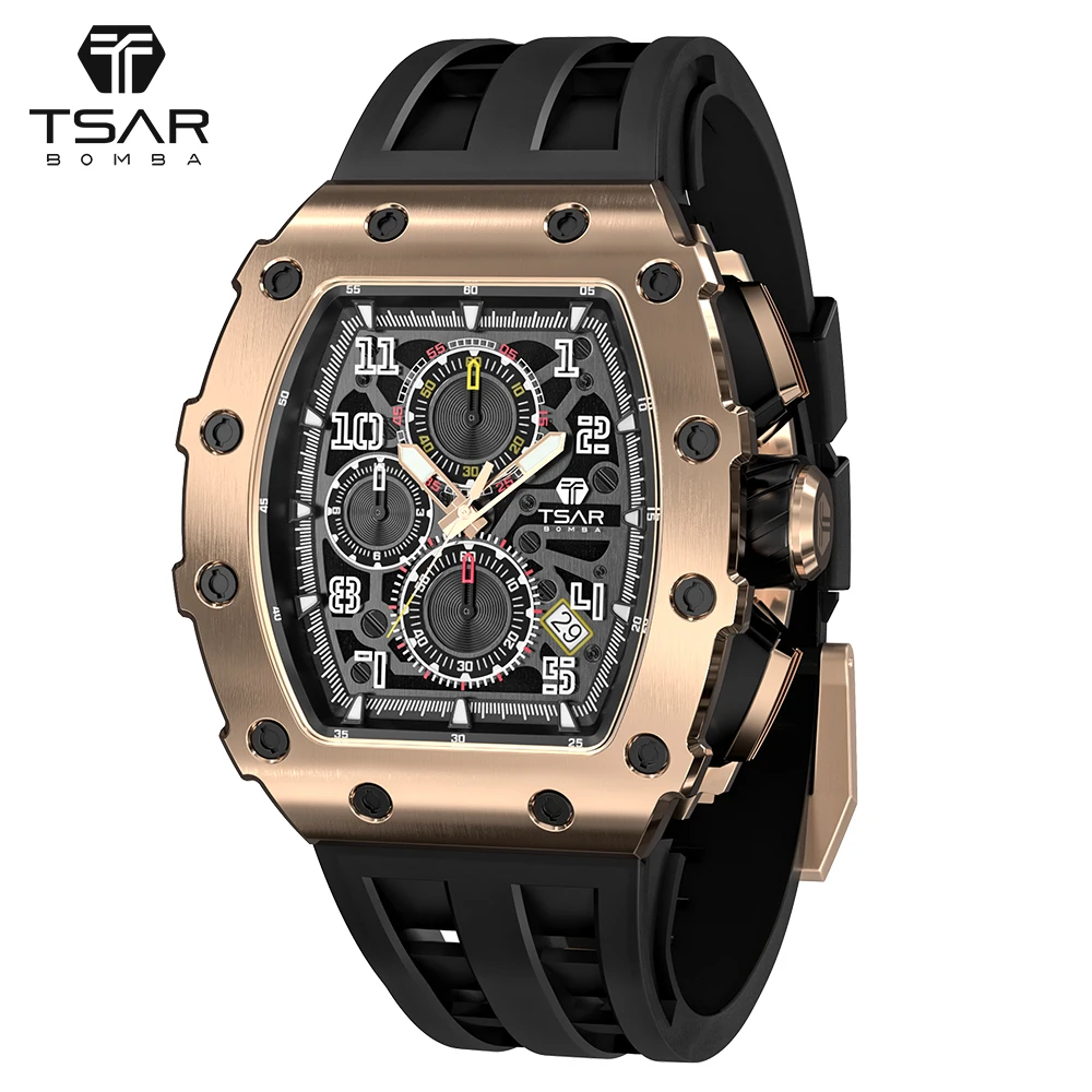

Hot sale Men's Watches Luxury Fashion Top Brand Business Quartz Dial Silicone Strap Wristwatch for Men, Rose gold/gold/silver